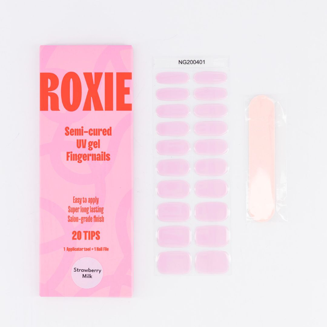 Strawberry Milk Semi-cured UV Gel Fingernail wraps