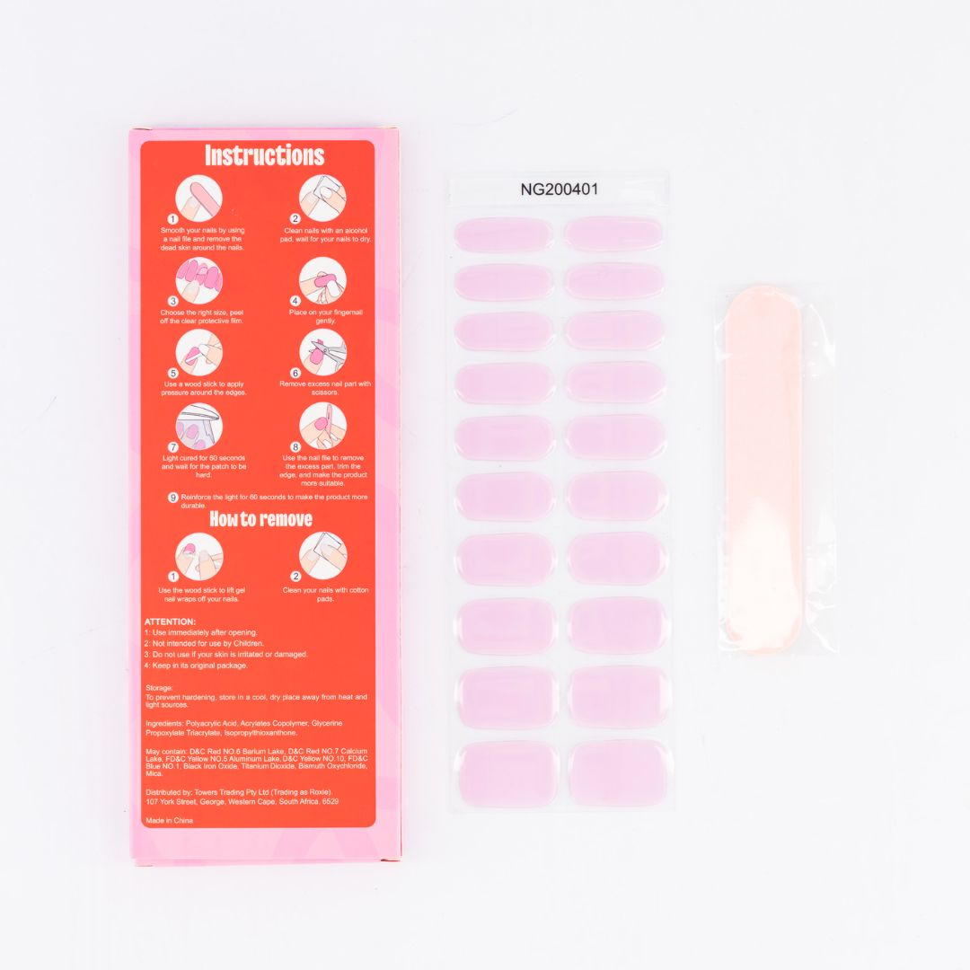 Strawberry Milk Semi-cured UV Gel Fingernail wraps
