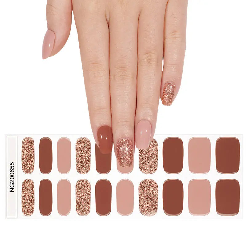 Iced Mocha Semi-cured UV Gel Fingernail wraps