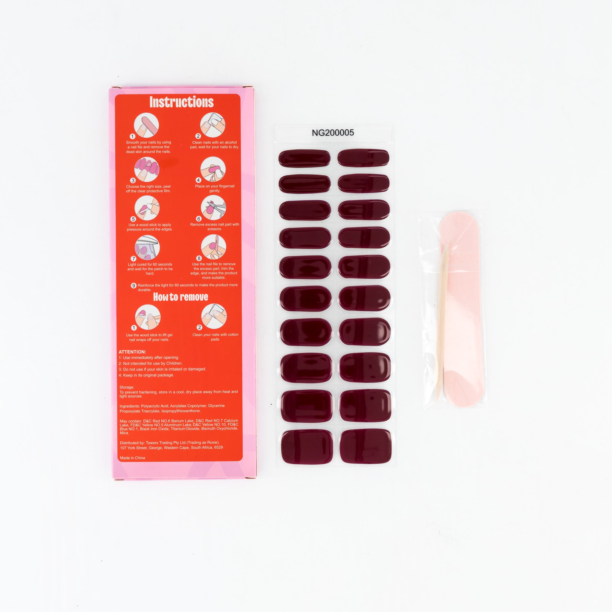 Spiced Plum Semi-cured UV Gel Fingernail wraps