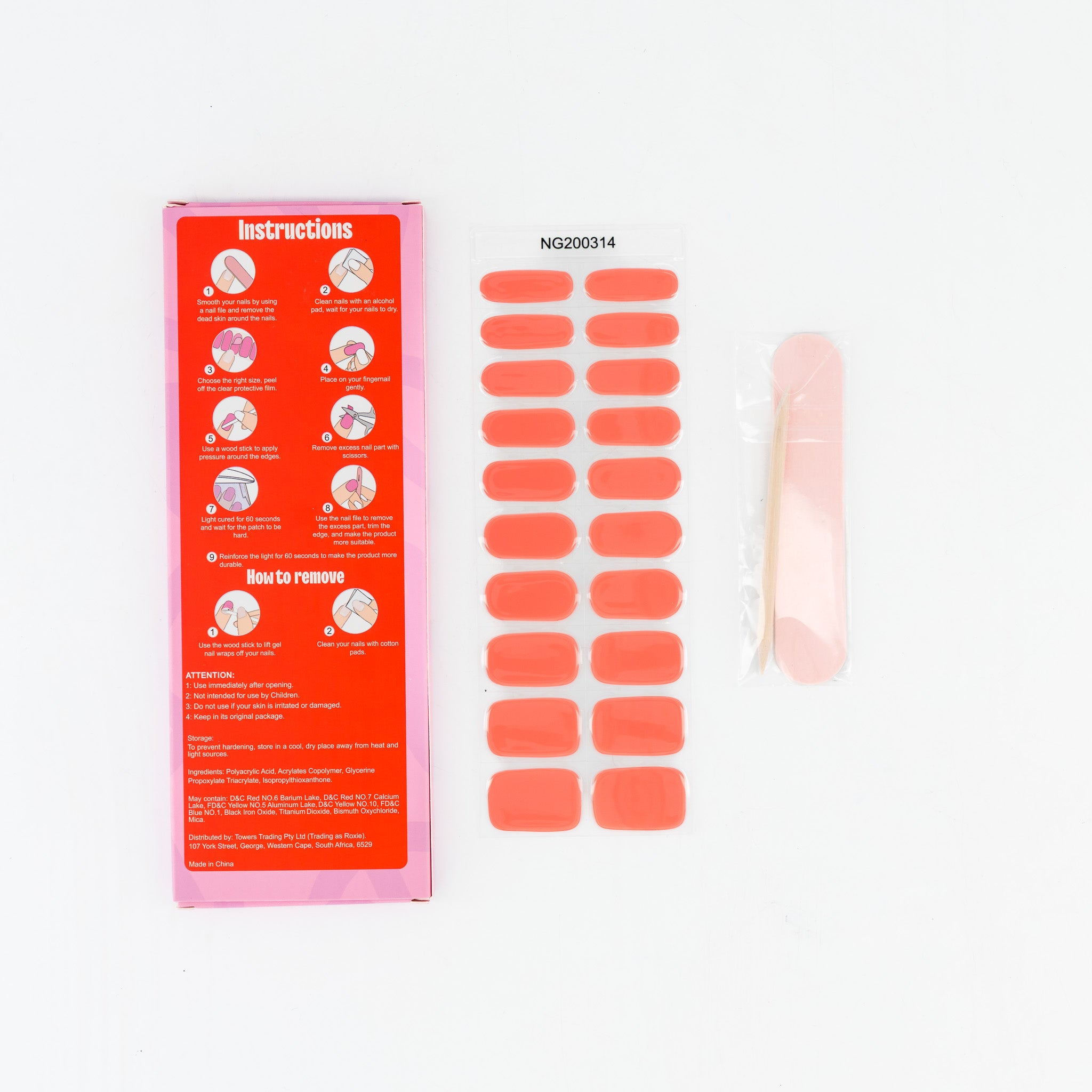 Papaya Punch Semi-cured UV Gel Fingernail wraps