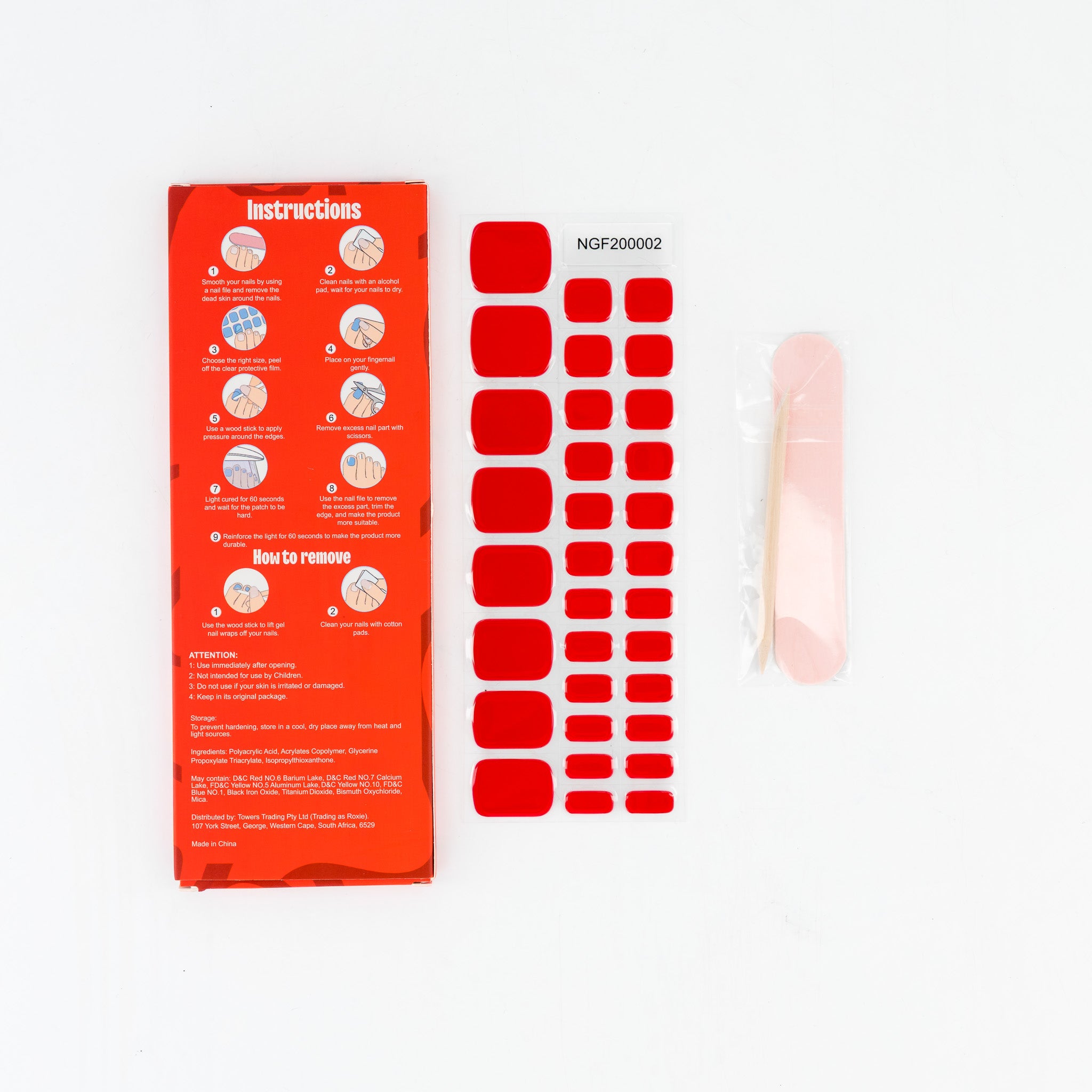 Cherry Bomb Semi-cured UV Gel Toenail Wraps