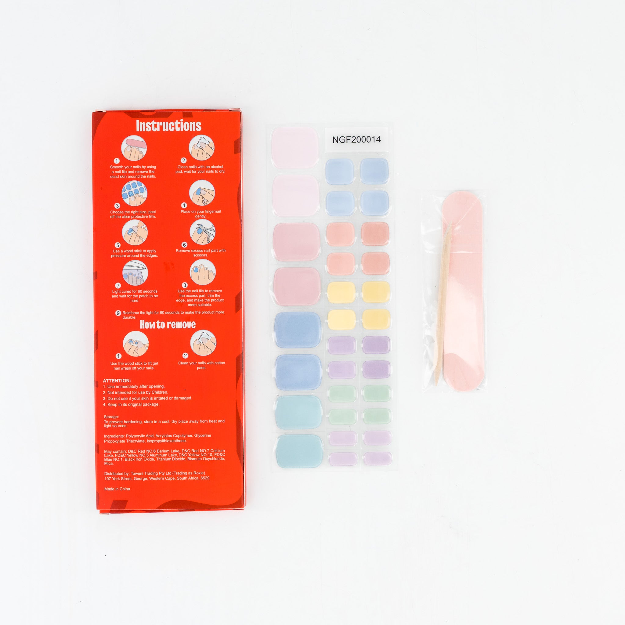 Pastel Party Semi-cured UV Gel Toenail Wraps
