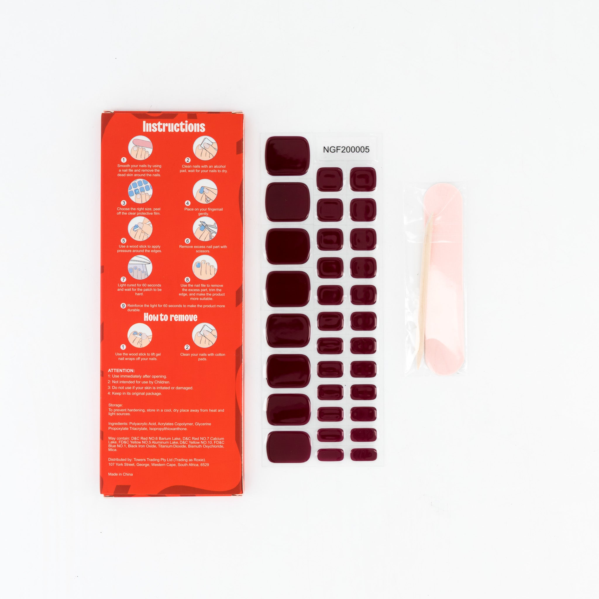 Spiced Plum Semi-cured UV Gel Toenail Wraps