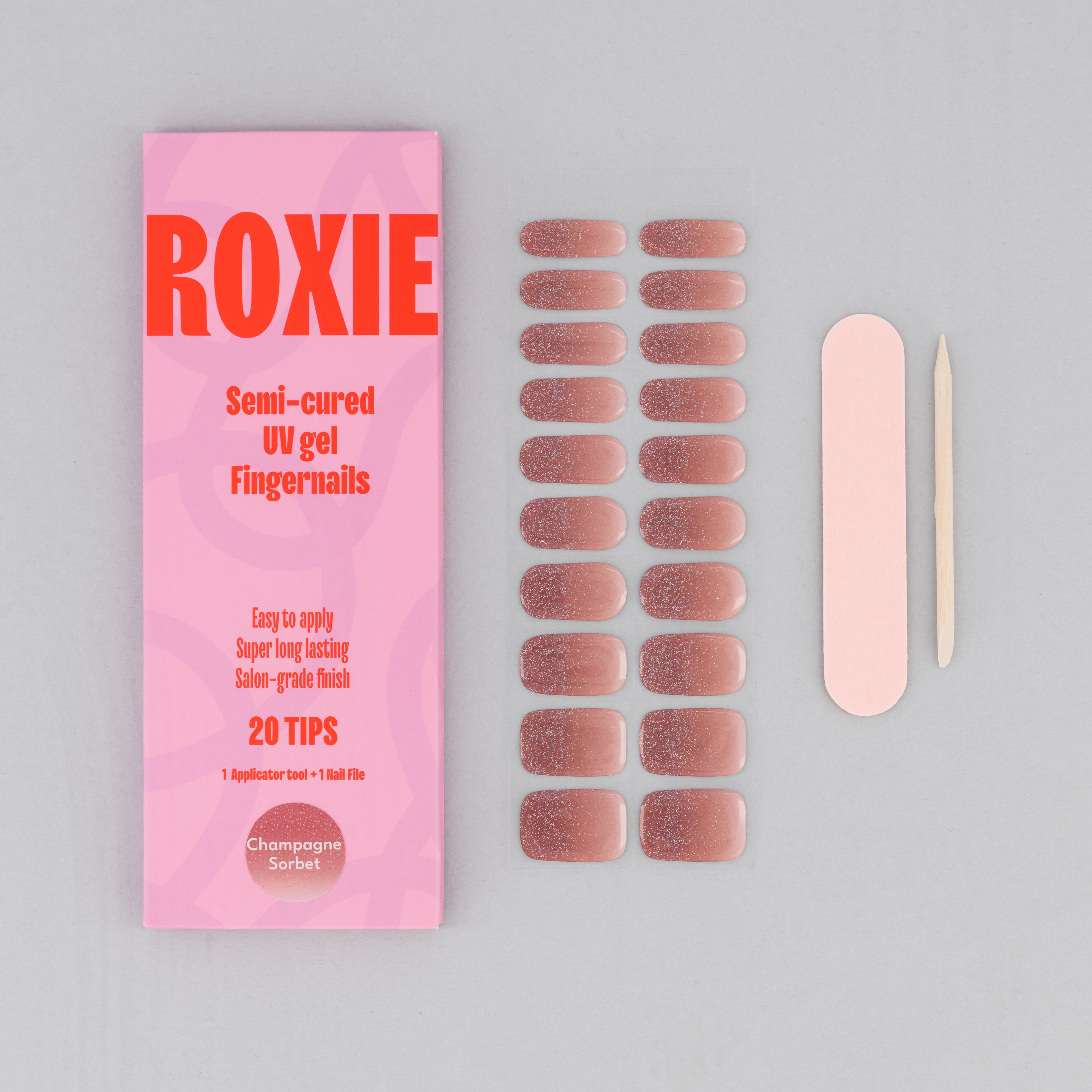Champagne Sorbet Semi-cured UV Gel Fingernail wraps