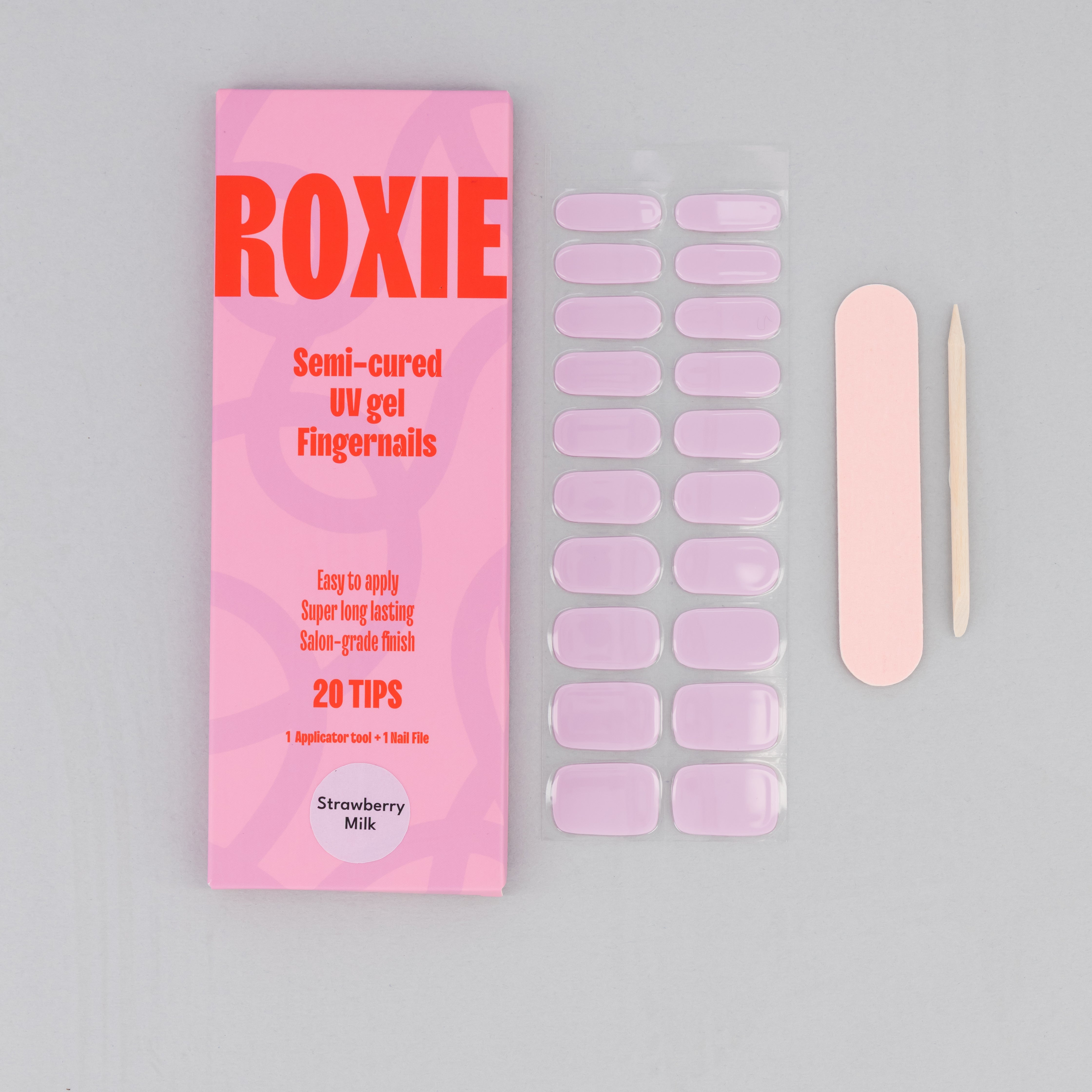 Strawberry Milk Semi-cured UV Gel Fingernail wraps
