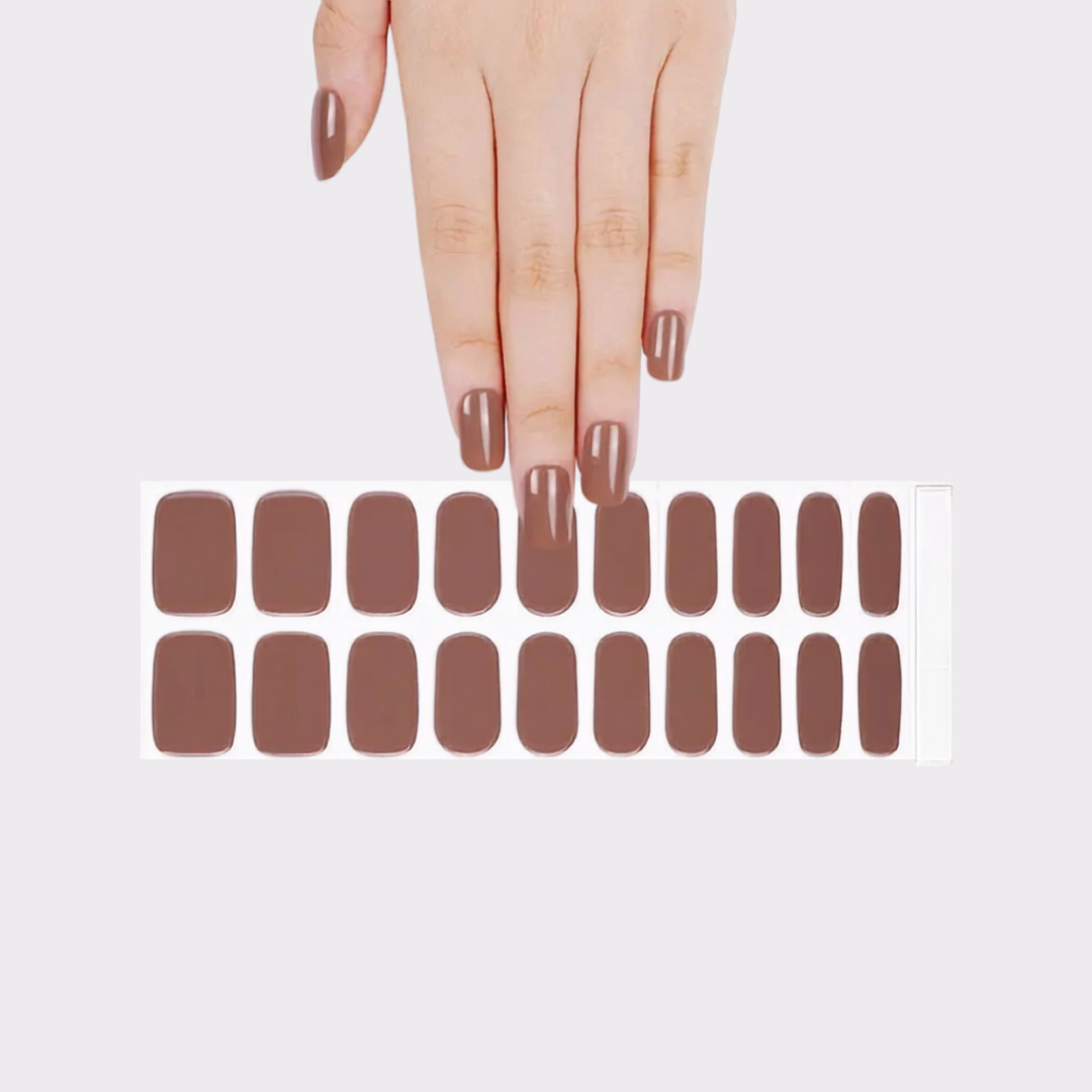 Brownie Batter Semi-cured UV Gel Fingernail wraps