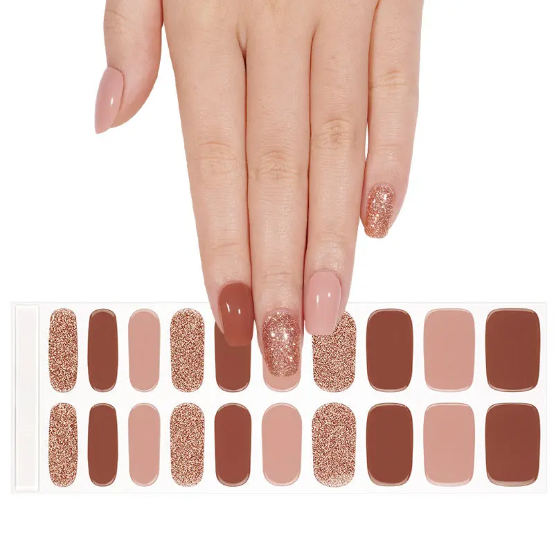 Iced Mocha Semi-cured UV Gel Fingernail wraps