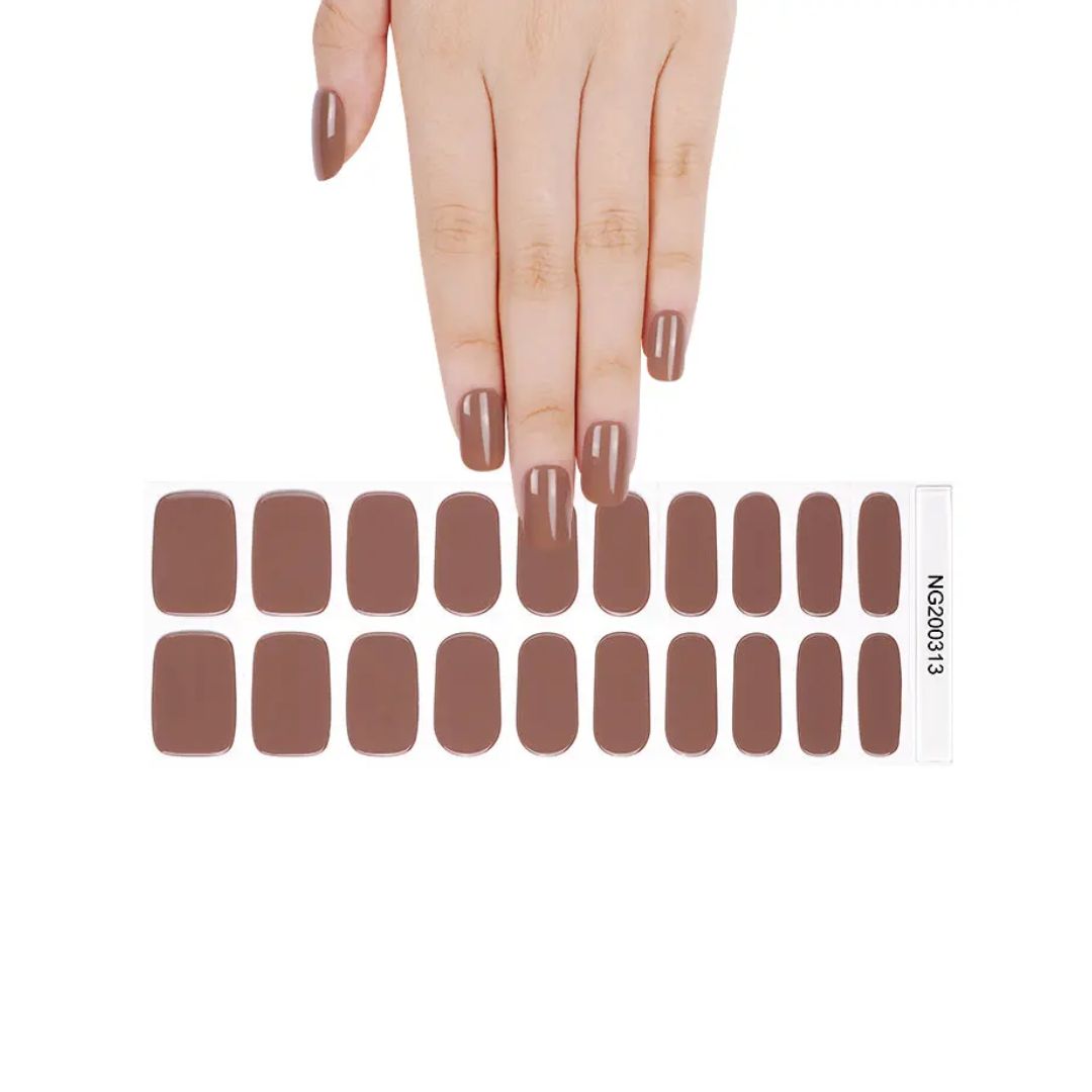 Brownie Batter Semi-cured UV Gel Fingernail wraps