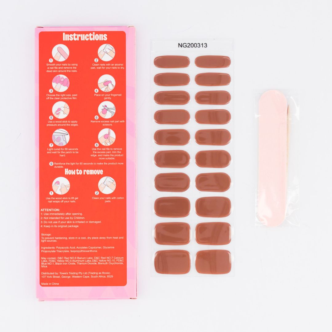 Brownie Batter Semi-cured UV Gel Fingernail wraps