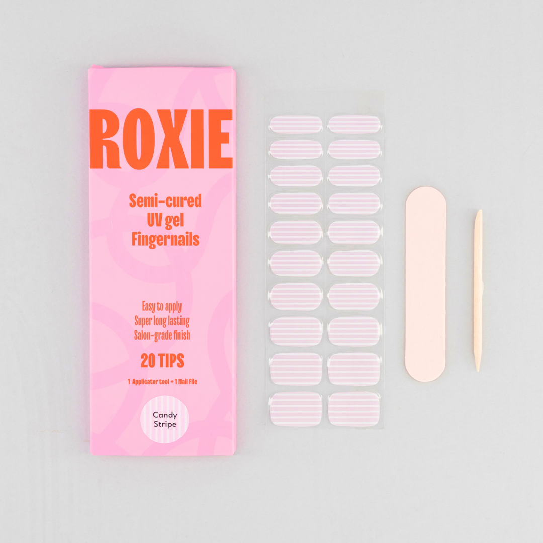 Candy Stripe Semi-cured UV Gel Fingernail wraps