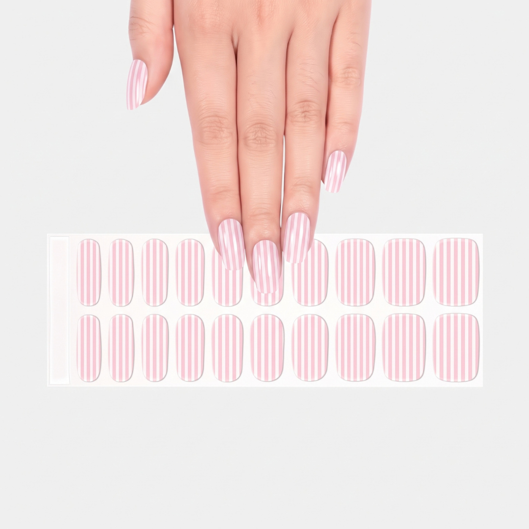 Candy Stripe Semi-cured UV Gel Fingernail wraps