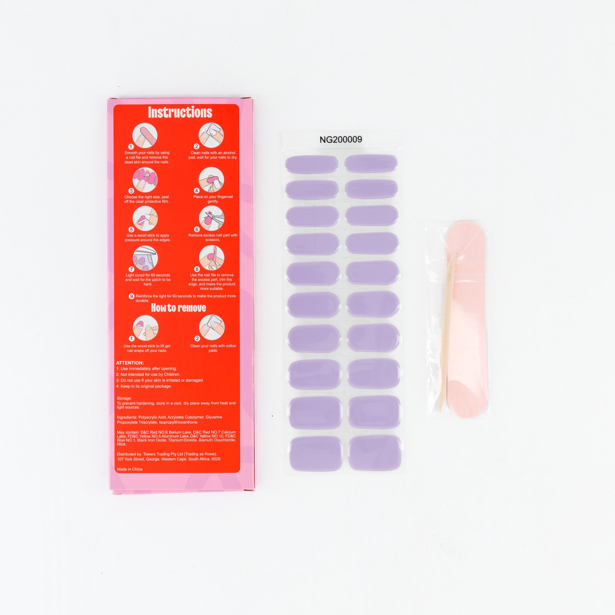Lilac Macaroon Semi-cured UV Gel Fingernail wraps