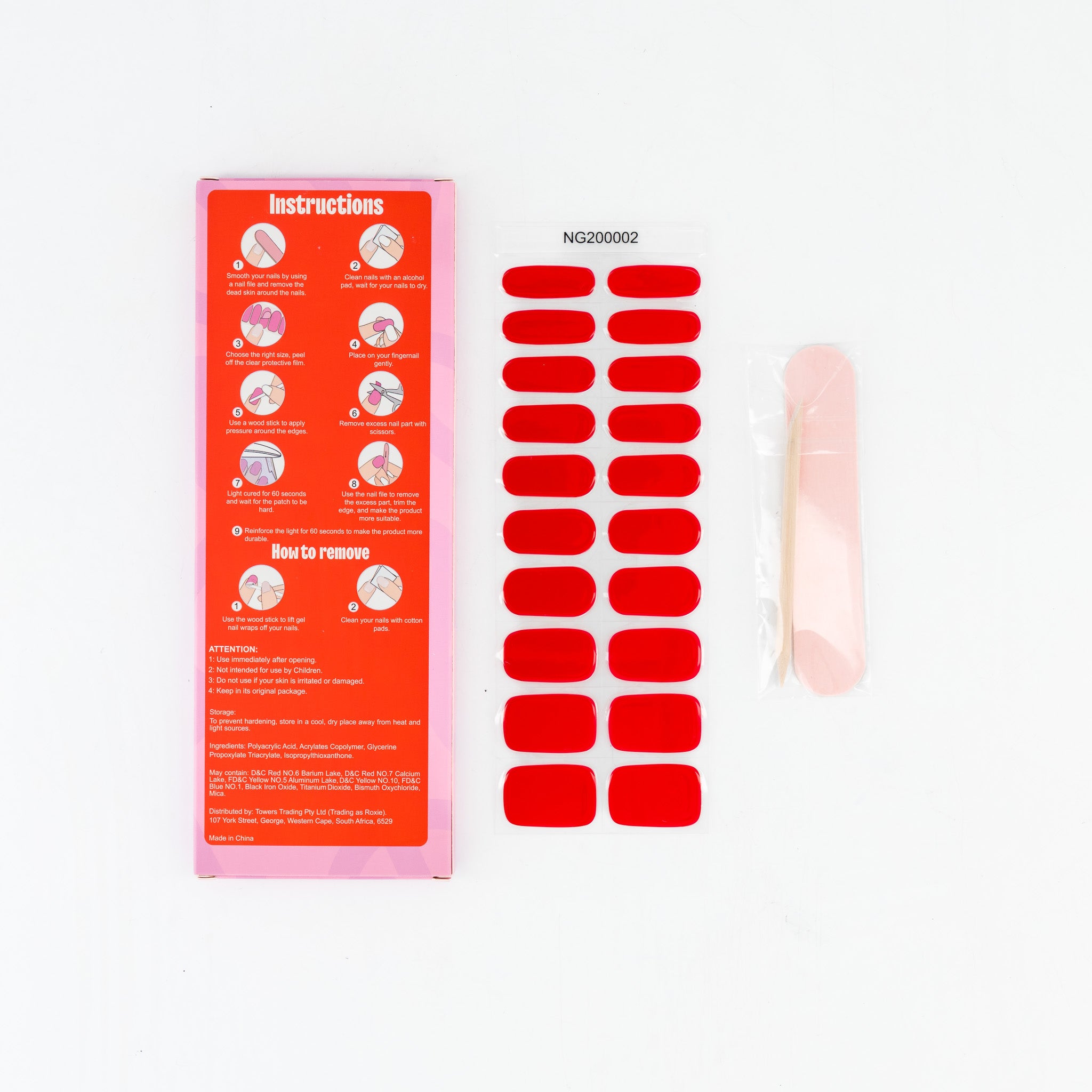 Cherry Bomb Semi-cured UV Gel Fingernail wraps