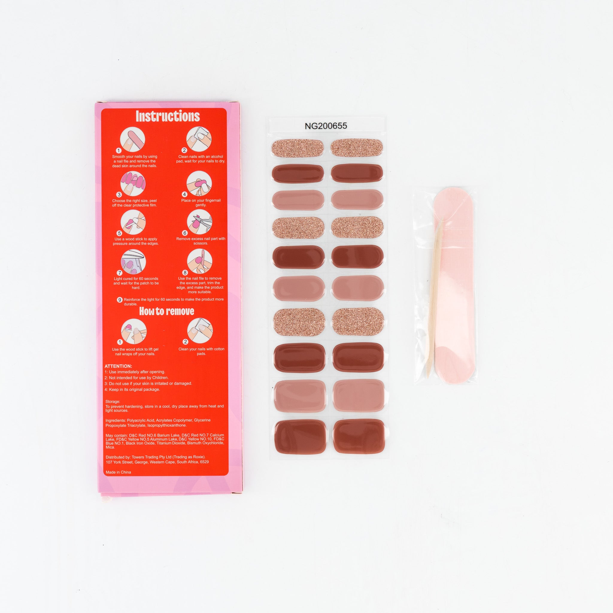 Iced Mocha Semi-cured UV Gel Fingernail wraps