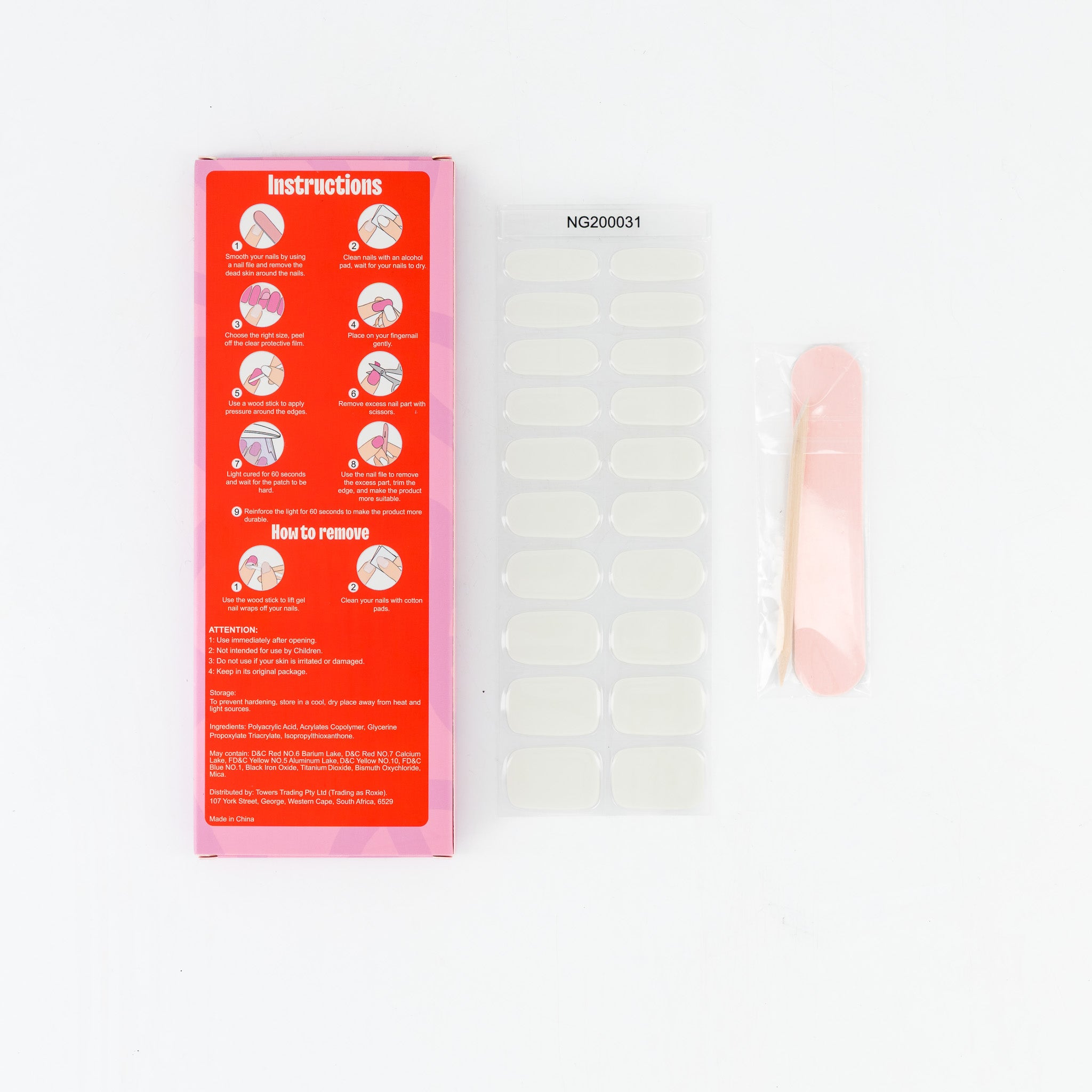 Almond Milk Semi-cured UV Gel Fingernail wraps