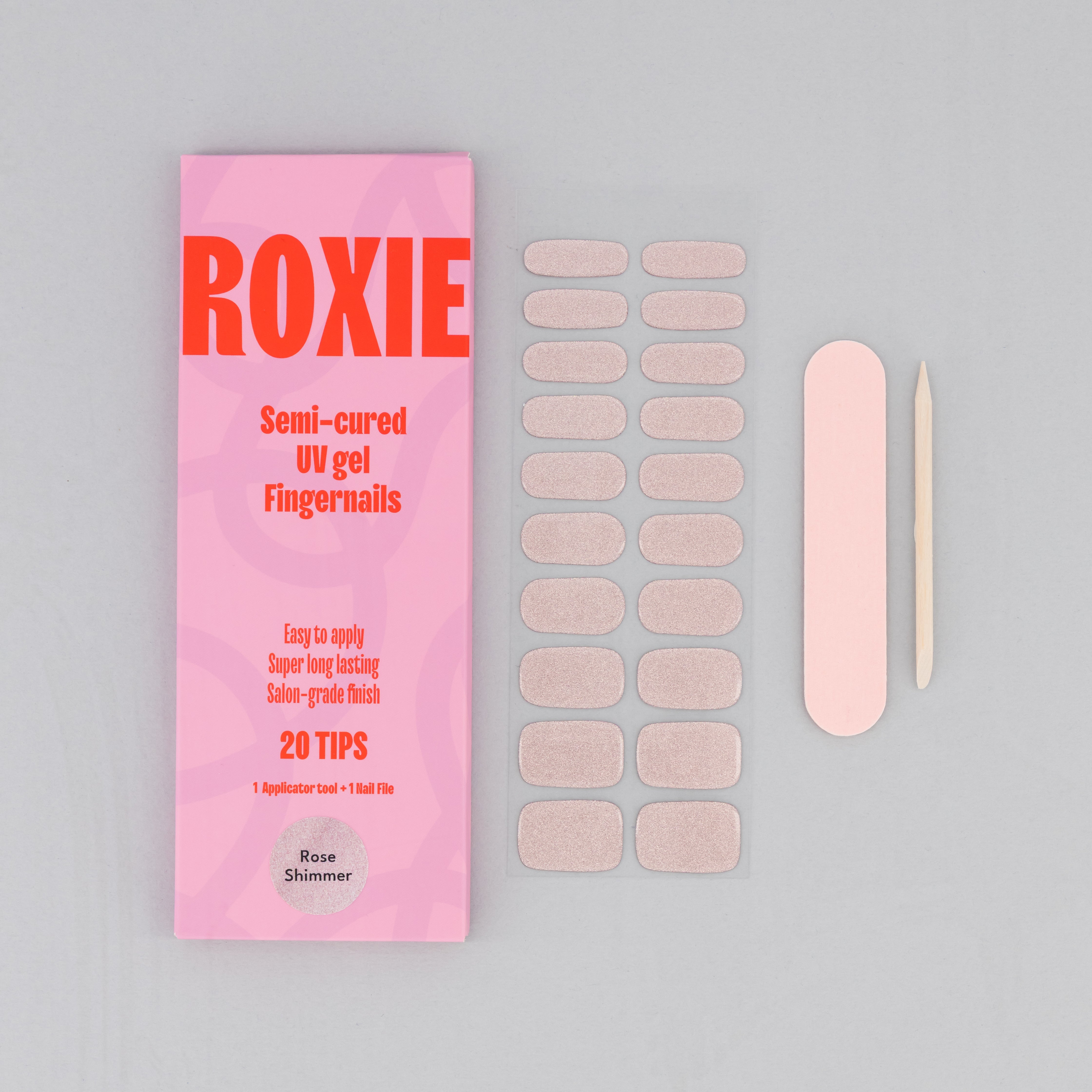 Rose Shimmer Semi-cured UV Gel Fingernail wraps