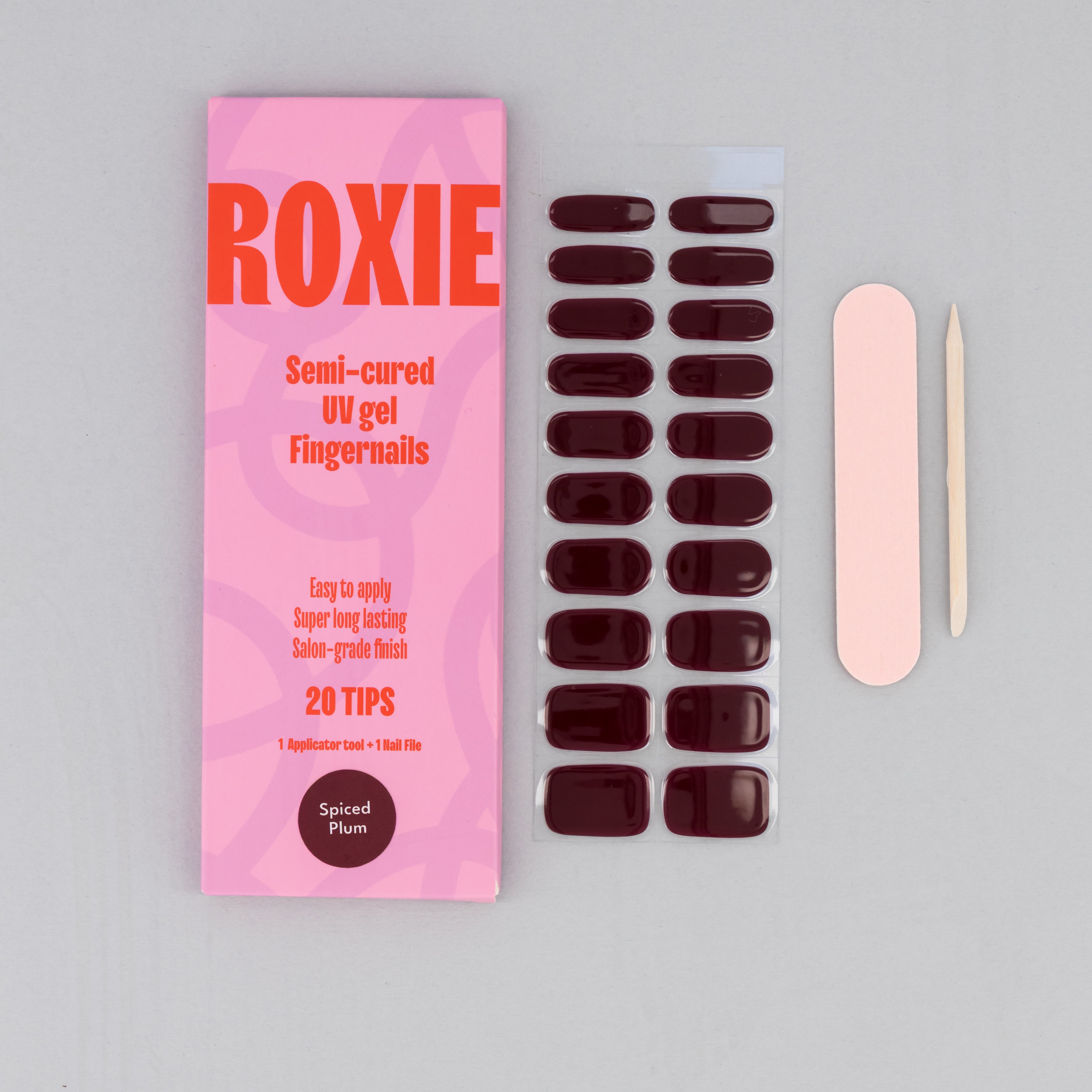 Spiced Plum Semi-cured UV Gel Fingernail wraps