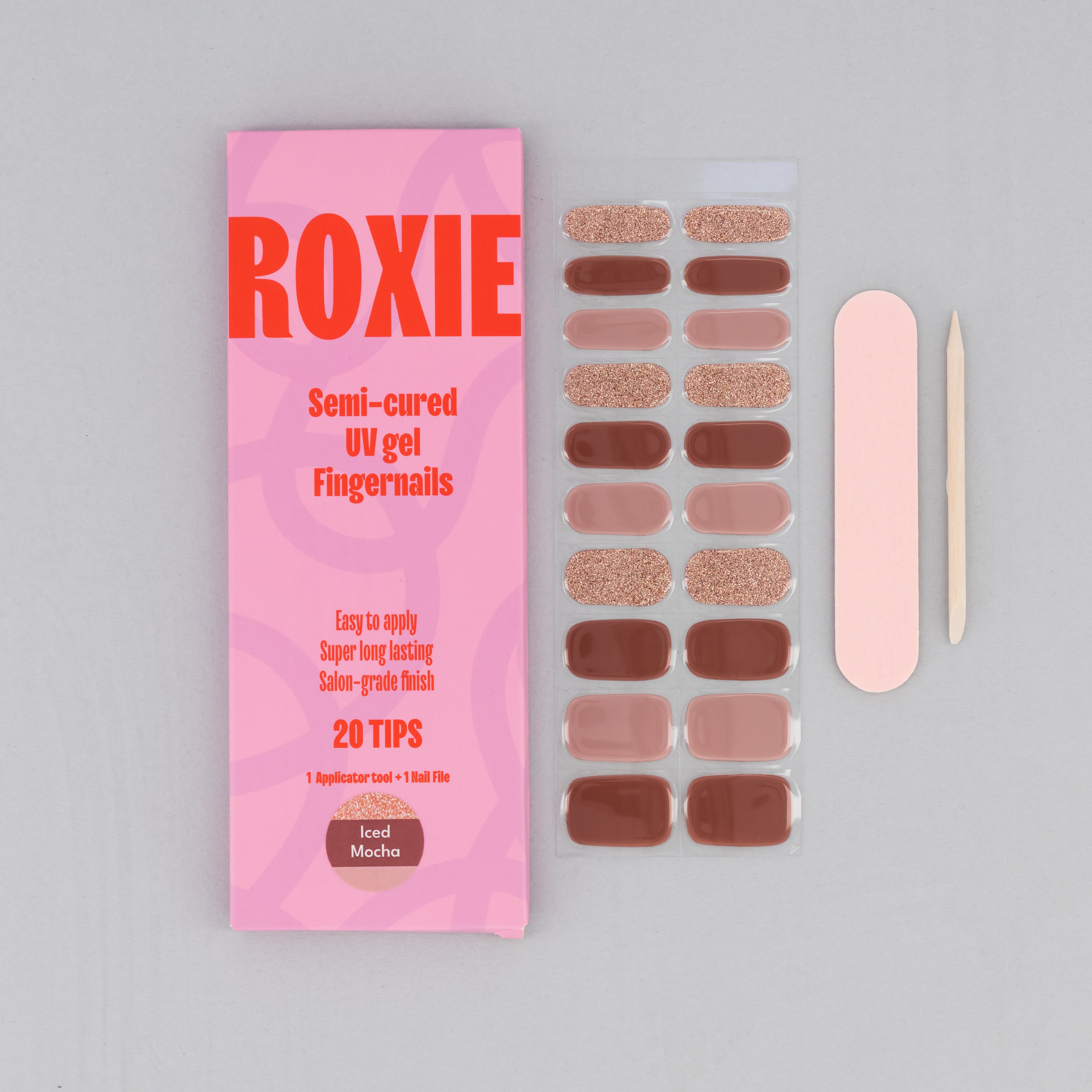 Iced Mocha Semi-cured UV Gel Fingernail wraps