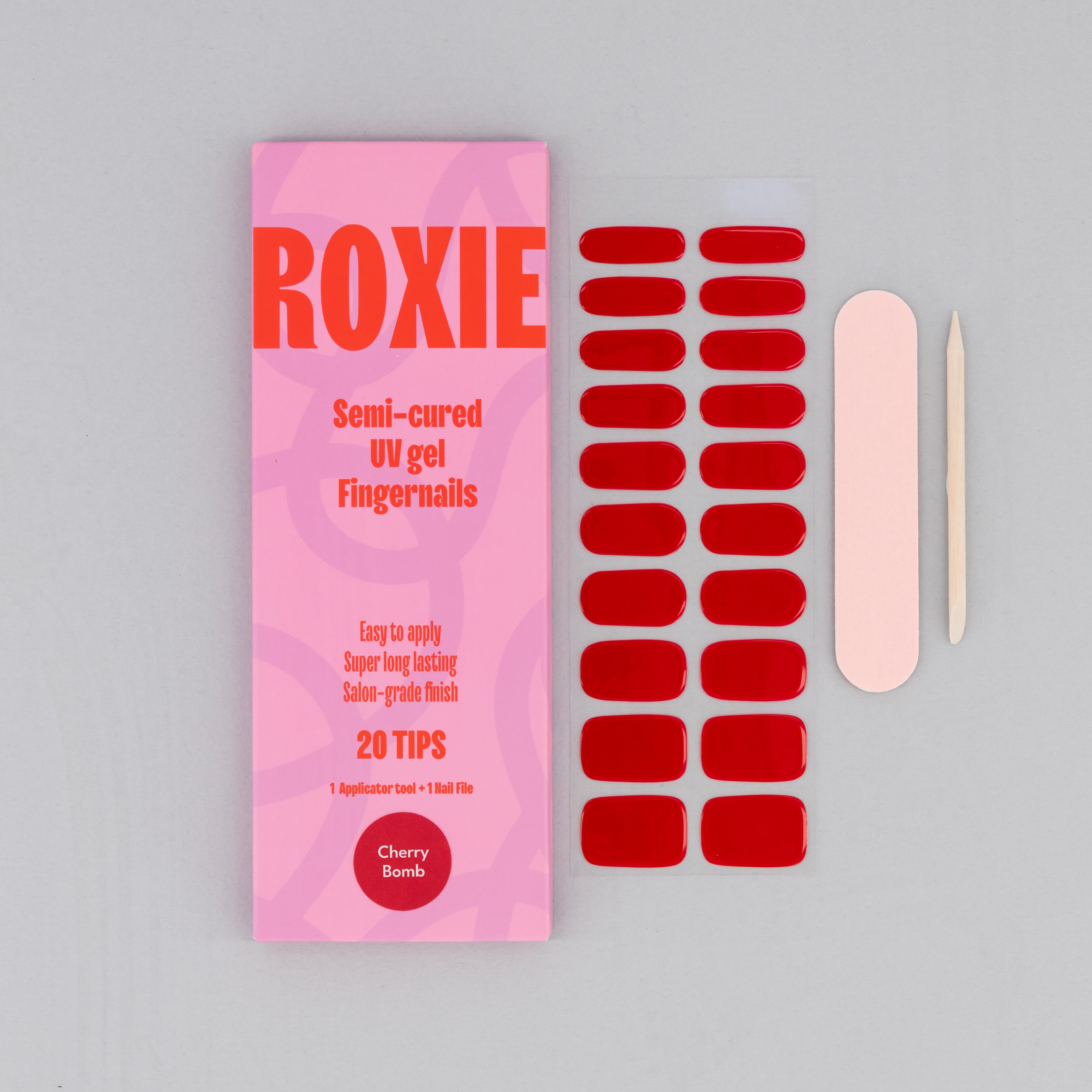 Cherry Bomb Semi-cured UV Gel Fingernail wraps