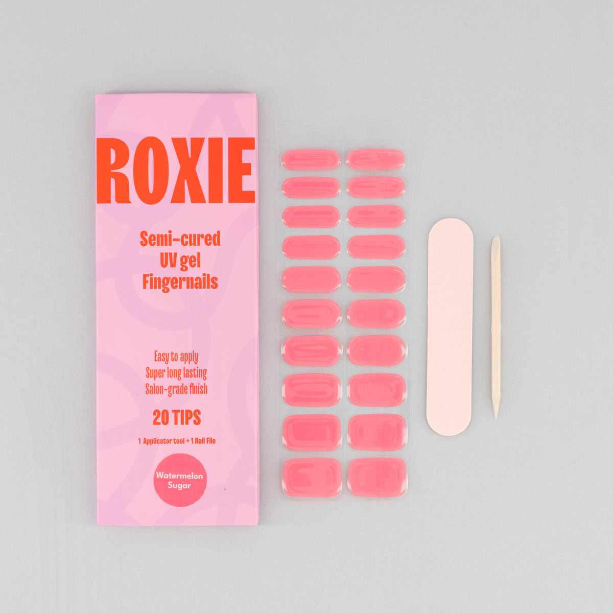 Watermelon Sugar Semi-cured UV Gel Fingernail wraps